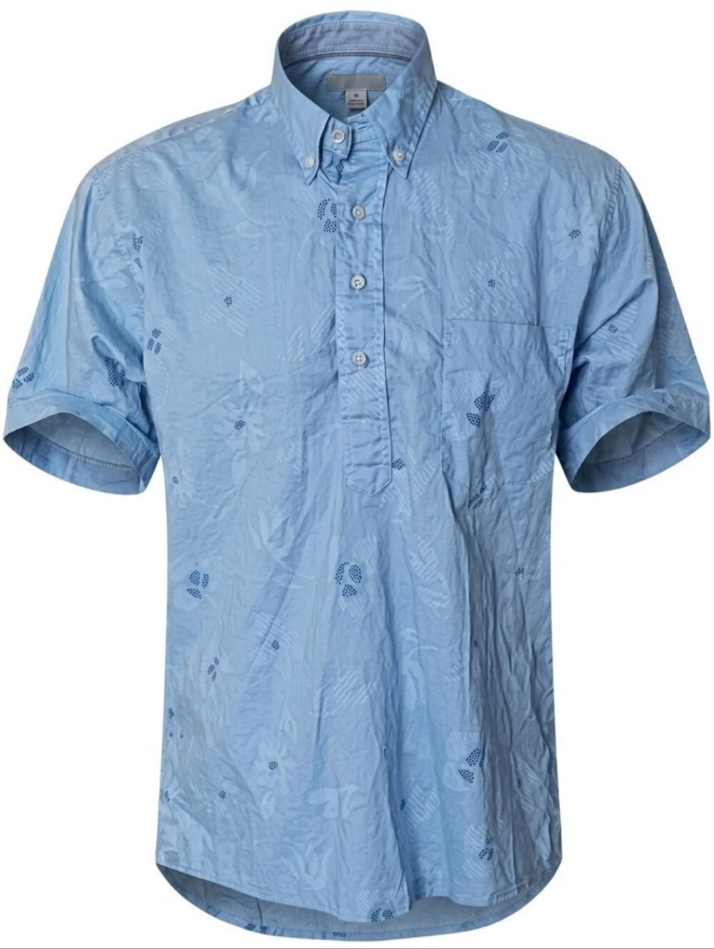 Reyn Spooner Hawaiian Shirt Mens Large Blue Popover Cotton Geometric Abstract